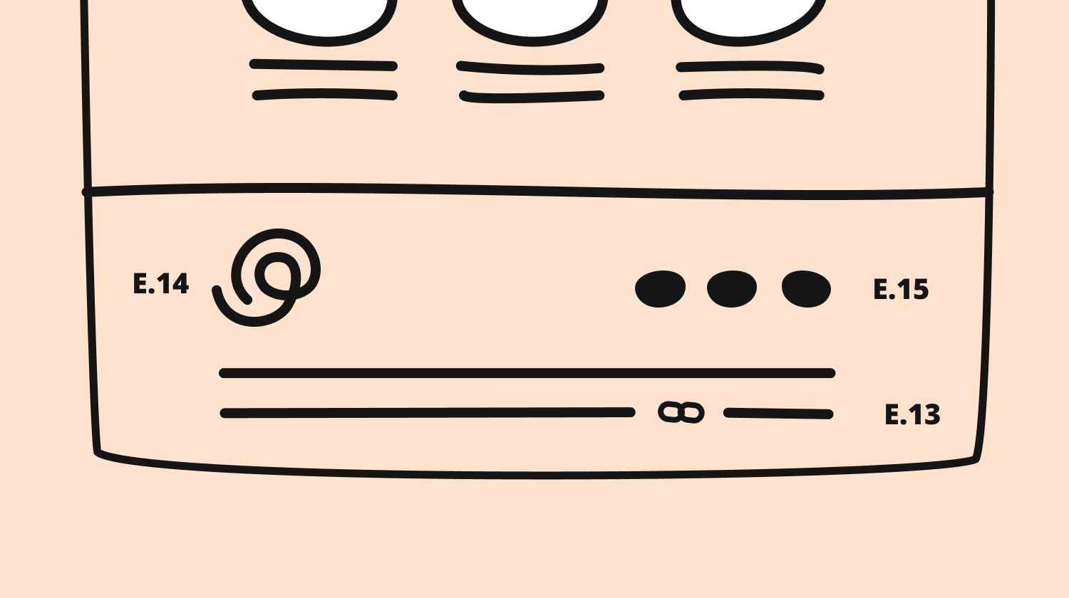 Illustrated email campaign footer featuring a smaller logo, social icon links, and unsubscribe/legal text